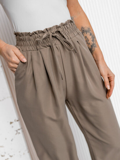 Femme Pantalon wide leg Beige Bolf W7865