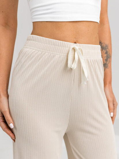 Femme Pantalon wide leg Beige Bolf W7956