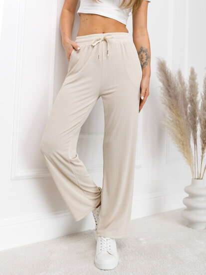 Femme Pantalon wide leg Beige Bolf W7957