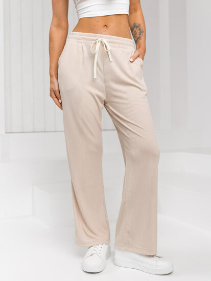 Femme Pantalon wide leg Beige Bolf W7958