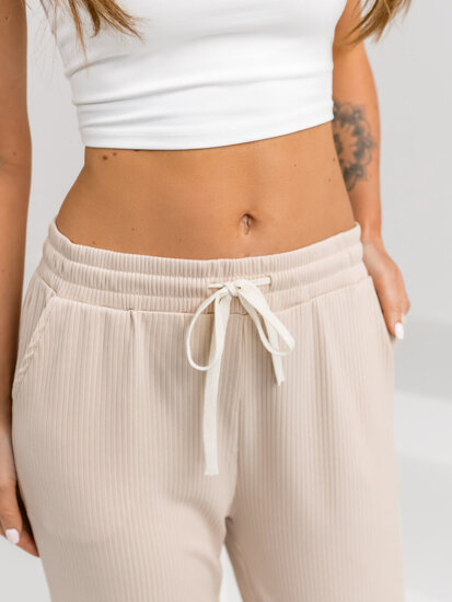 Femme Pantalon wide leg Beige Bolf W7958