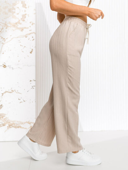 Femme Pantalon wide leg Beige Bolf W7960