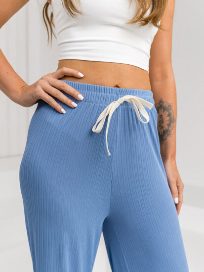 Femme Pantalon wide leg Bleu ciel Bolf W7956