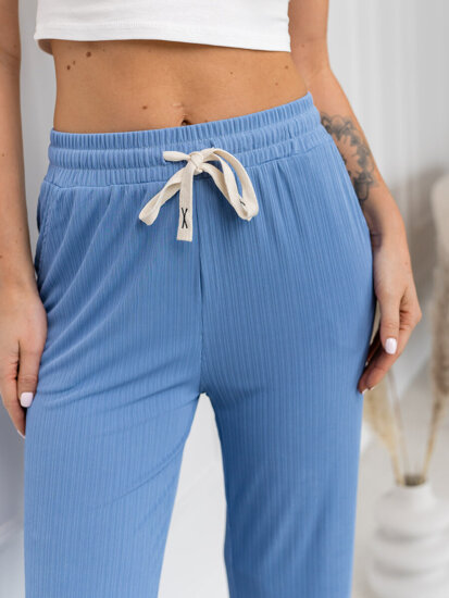 Femme Pantalon wide leg Bleu ciel Bolf W7957