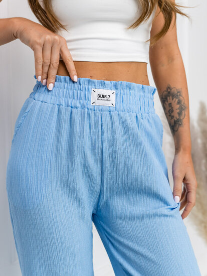 Femme Pantalon wide leg Bleu ciel Bolf W7961