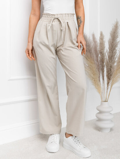 Femme Pantalon wide leg Ecru Bolf W7865