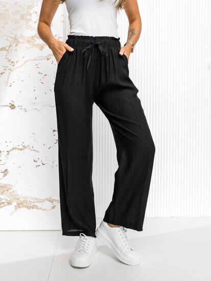 Femme Pantalon wide leg Noir Bolf W7970