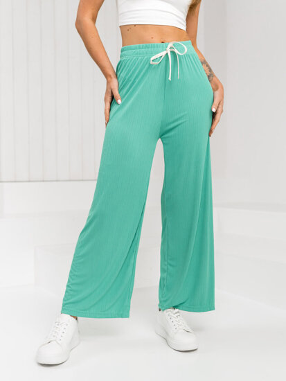 Femme Pantalon wide leg Vert Bolf W7956