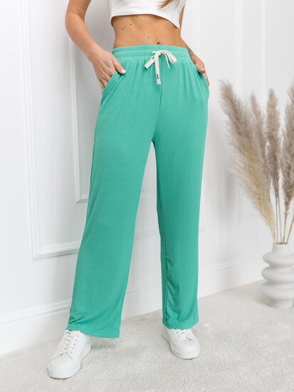 Femme Pantalon wide leg Vert Bolf W7957