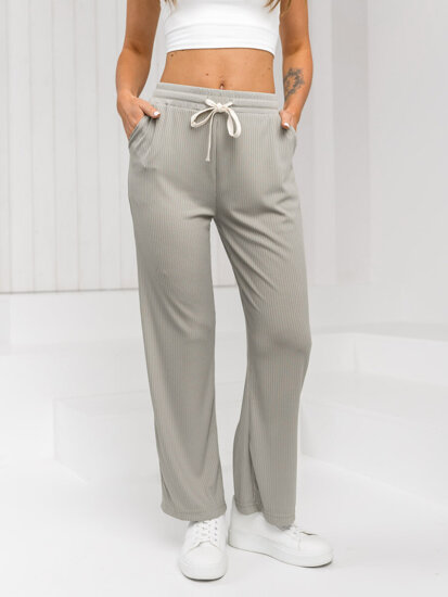 Femme Pantalon wide leg Vert Bolf W7958