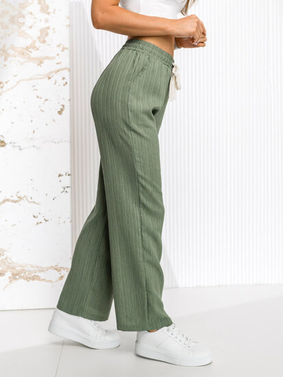 Femme Pantalon wide leg Vert Bolf W7960