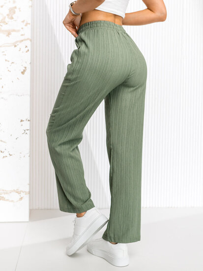 Femme Pantalon wide leg Vert Bolf W7960