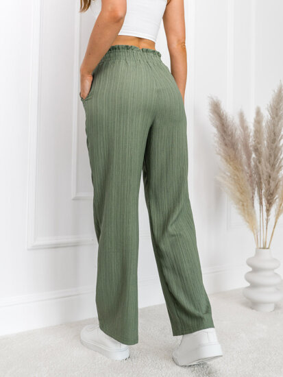 Femme Pantalon wide leg Vert Bolf W7961