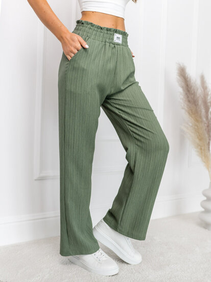 Femme Pantalon wide leg Vert Bolf W7961