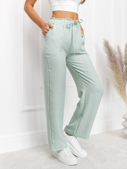 Femme Pantalon wide leg Vert Bolf W7966