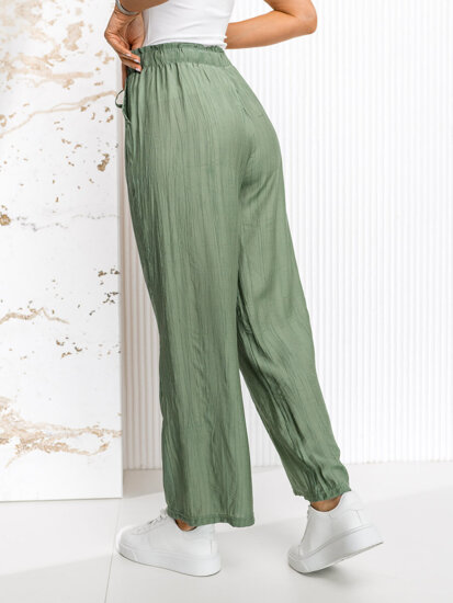 Femme Pantalon wide leg Vert Bolf W7970