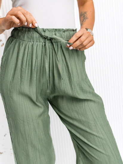 Femme Pantalon wide leg Vert Bolf W7970