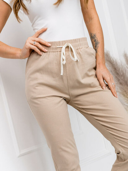 Femme Pantalons textiles Beige Bolf W7831