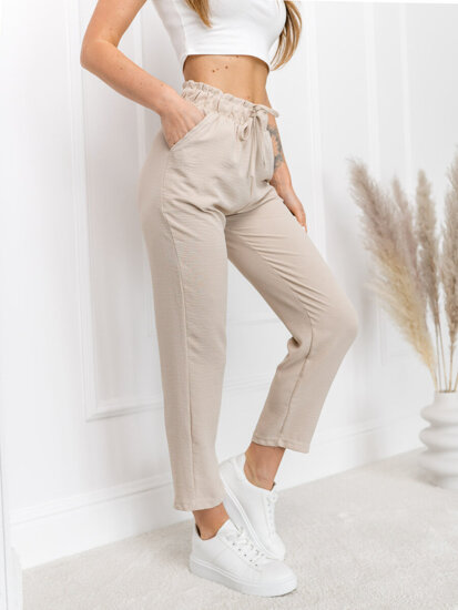 Femme Pantalons textiles Beige Bolf W7921