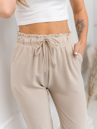 Femme Pantalons textiles Beige Bolf W7921