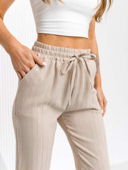 Femme Pantalons textiles Beige Bolf W7962