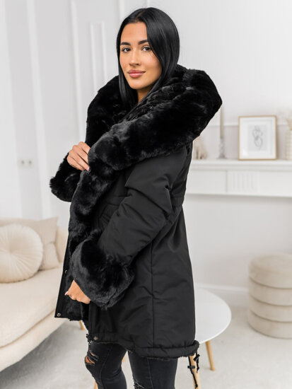 Femme Parka d'hiver à capuche Noir Bolf 11Z8085A2