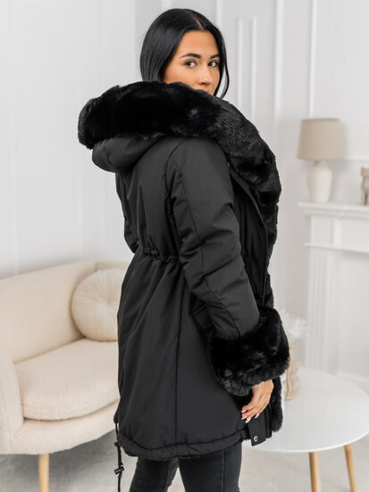 Femme Parka d'hiver à capuche Noir Bolf 11Z8085A2