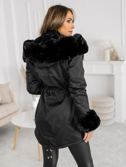 Femme Parka d'hiver à capuche Noir Bolf B553