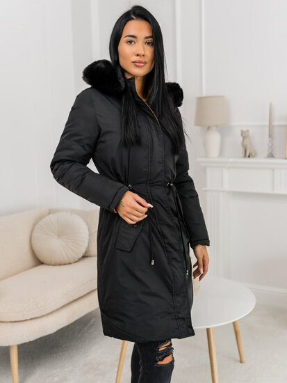 Femme Parka d'hiver réversible avec capuche Noir Bolf 16M9159