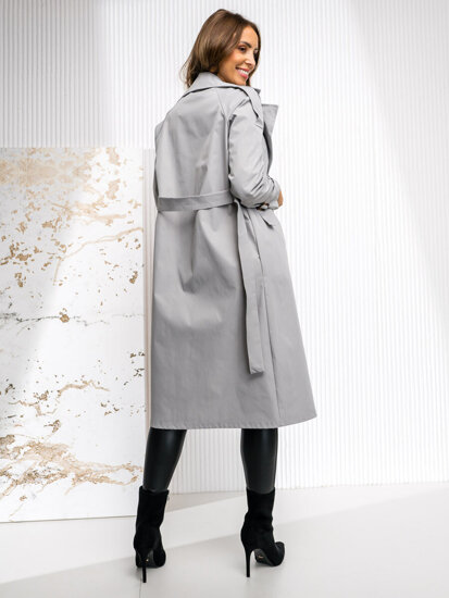 Femme Trench-Coat Long Gris Bolf 4494