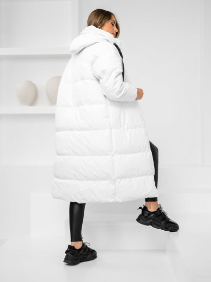 Femme Veste d'hiver matelassée longue à capuche Blanc Bolf 5M3163