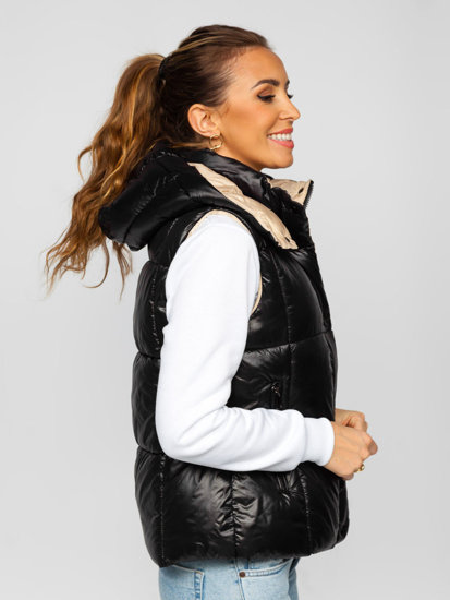 Gilet à capuche matelassé pour femme noir Bolf 81257