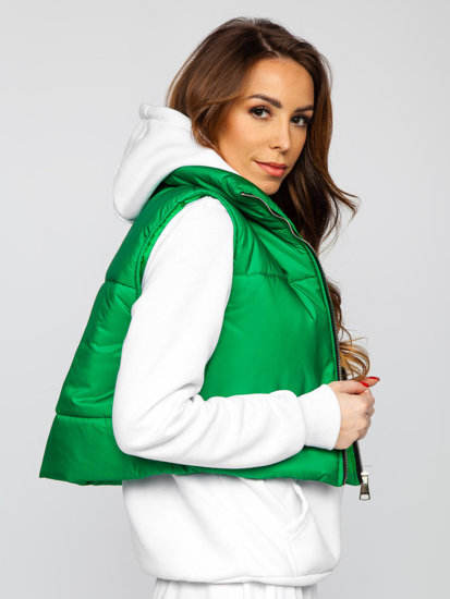 Gilet court matelassé pour femme vert Bolf 82330