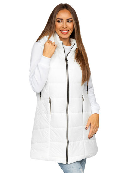 Gilet long matelassé pour femme blanc Bolf 82019