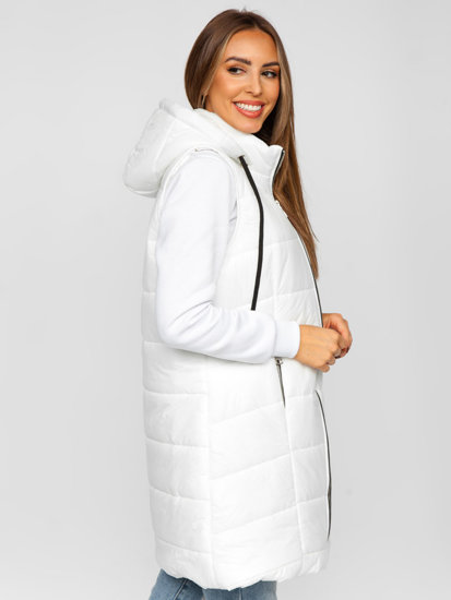 Gilet long matelassé pour femme blanc Bolf 82019