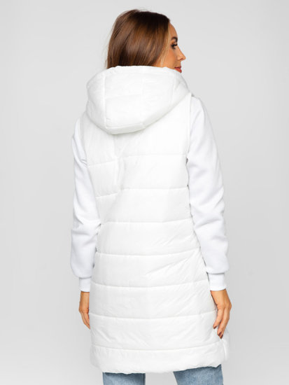 Gilet long matelassé pour femme blanc Bolf 82019