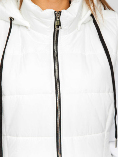 Gilet long matelassé pour femme blanc Bolf 82019