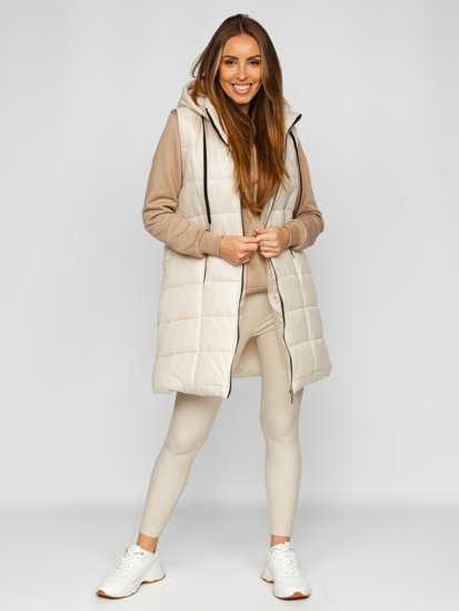 Gilet long matelassé pour femme écru Bolf 82019