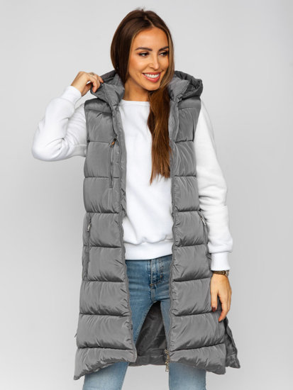 Gilet long matelassé pour femme gris Bolf 81261