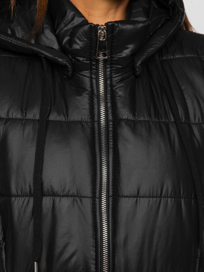 Gilet long matelassé pour femme noir Bolf 82019