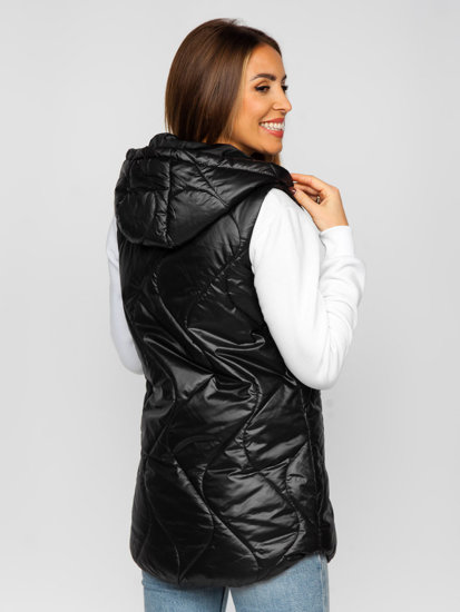 Gilet long matelassé pour femme noir Bolf B0129