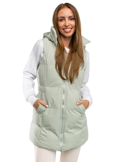 Gilet long matelassé pour femme vert Bolf 5M721