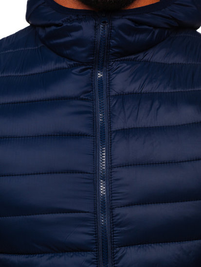 Gilet matelassé à capuche pour homme bleu foncé Bolf 13072