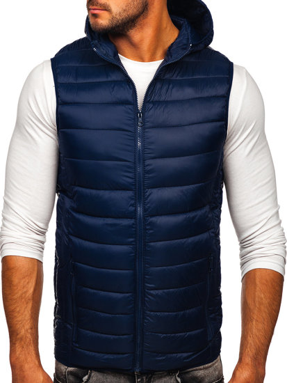 Gilet matelassé à capuche pour homme bleu foncé Bolf 13072