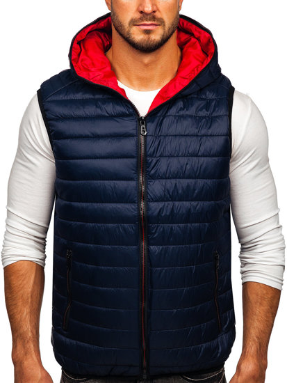 Gilet matelassé à capuche pour homme bleu foncé Bolf 7106