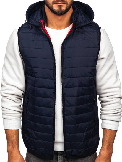 Gilet matelassé à capuche pour homme bleu foncé Bolf 7157