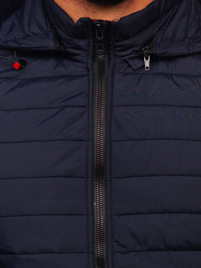 Gilet matelassé à capuche pour homme bleu foncé Bolf 7157