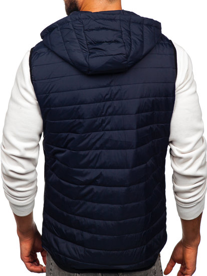 Gilet matelassé à capuche pour homme bleu foncé Bolf 7157