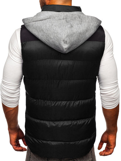 Gilet matelassé à capuche pour homme noir Bolf 13078