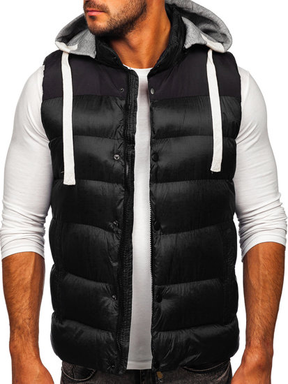 Gilet matelassé à capuche pour homme noir Bolf 13078